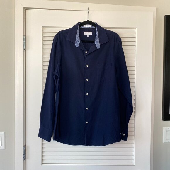 John W Nordstrom Button Down Shirt, Dark Blue - Picture 1 of 5